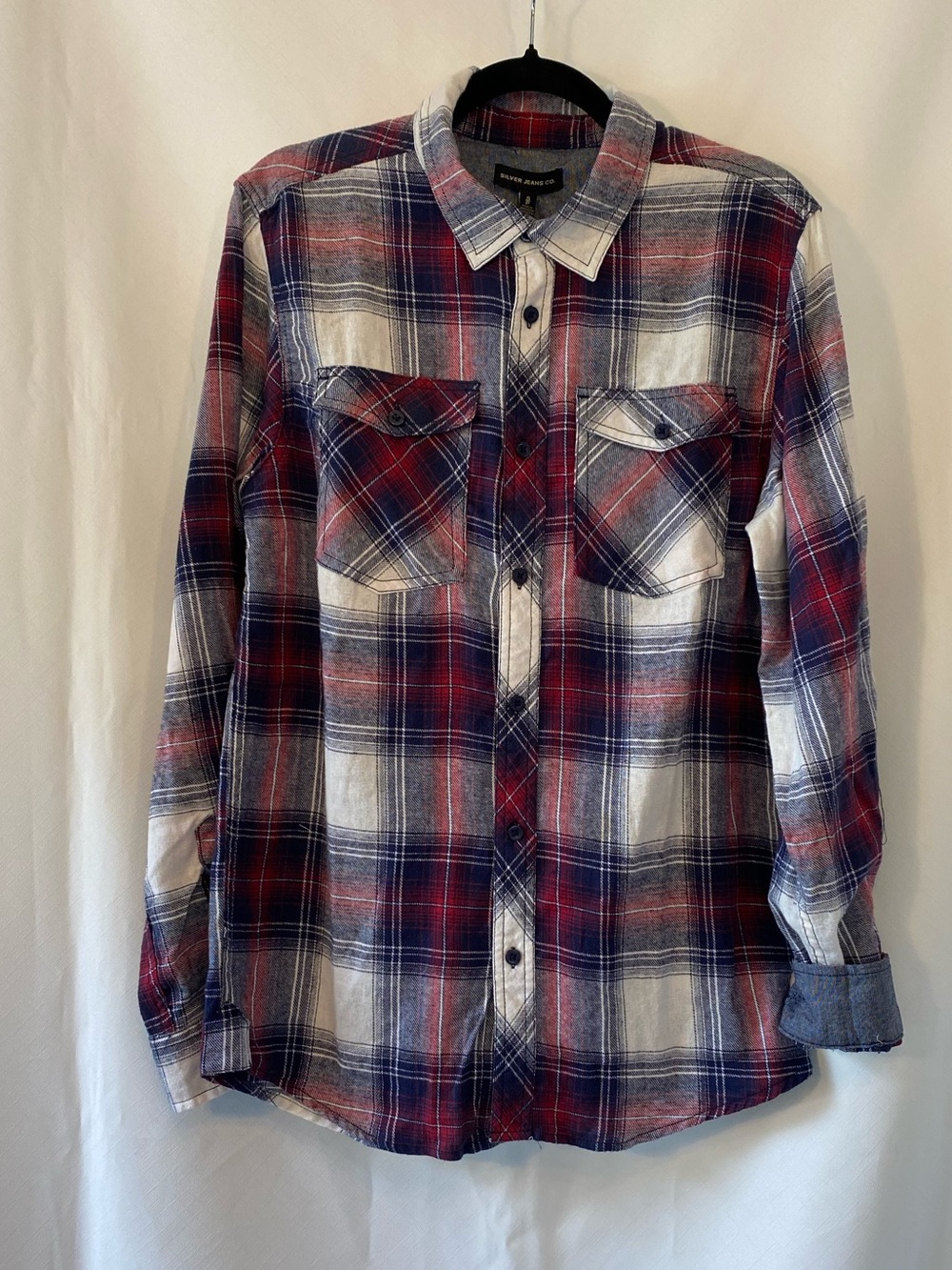 Silver Jeans Men's Indie Sleaze Plaid Flannel Button Up Shirt SM Preppy Hipster